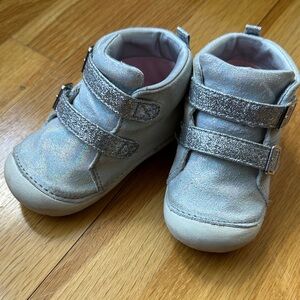 Stride Rite Silver Glitter High-Top Walker Shoes